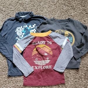 Boys Size 6 Long Sleeve Graphic Shirt Bundle Old Navy Jumping Beans Sonoma 3pc